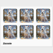 Sticker Carré Bull Terrier with Christmas Lights Holiday (Feuille)