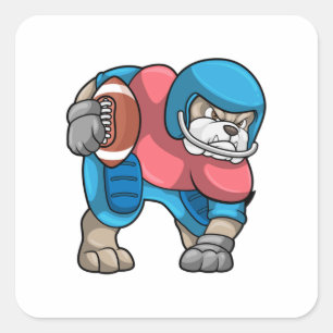 Sticker Carré Bulldog at Sports with Football & Helmet