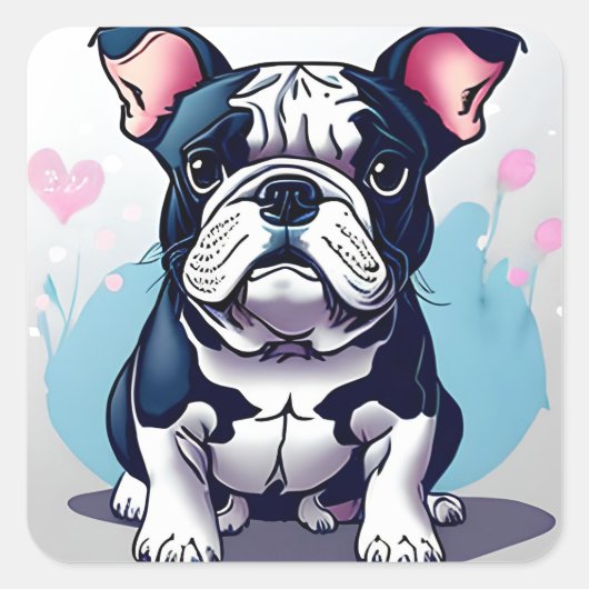 Sticker Carré Bulldog Bliss (Devant)