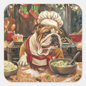 Sticker Carré Bulldog Holiday Baking : Noël festif (Devant)