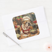 Sticker Carré Bulldog Holiday Baking : Noël festif (Enveloppe)