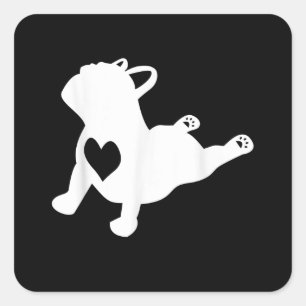 Sticker Carré Bulldog Yoga Pose Love Heart Workft Cadeau