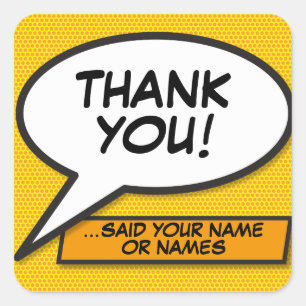 Sticker Carré Bulle de bande dessinée d'art pop personnalisée