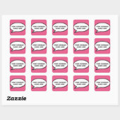 Sticker Carré Bulle de dialogue de bande dessinée rose personnal (Feuille)