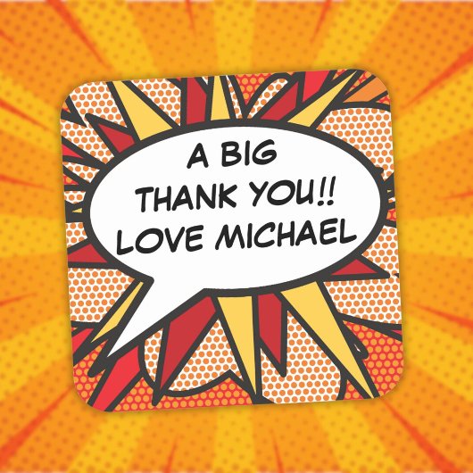 Sticker Carré Bulle de dialogue personnalisée Fun Moderne Bande 