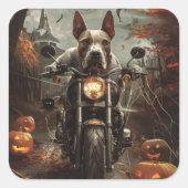 Sticker Carré Bulle Terrier Riding Moto Halloween effrayant (Devant)