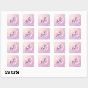 Sticker Carré Bulle Unicorne