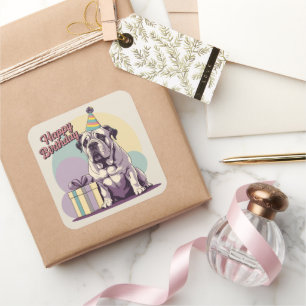 Sticker Carré Bullmastiff Carré coloré