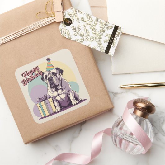 Sticker Carré Bullmastiff Carré coloré (Cadeaux)