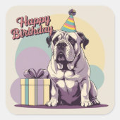 Sticker Carré Bullmastiff Carré coloré (Devant)