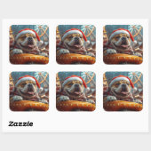 Sticker Carré Bullmastiff Dog Roller Dessous de verre Noël (Feuille)
