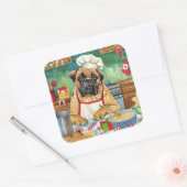 Sticker Carré Bullmastiff Fête Baking : Noël festif (Enveloppe)