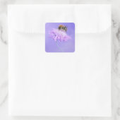 Sticker Carré Bumble Bee perché sur une fleur rose (Sac)