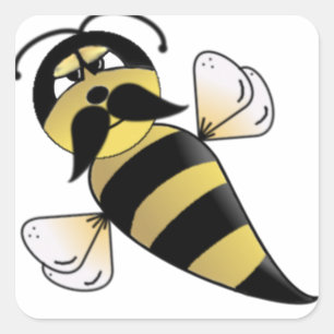 Sticker Carré Bumble Bee with Mustache