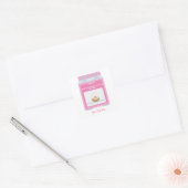 Sticker Carré Bun In Four (rose personnalisable) (Enveloppe)