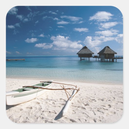 Sticker Carré Bungalows from beach Motu (Devant)