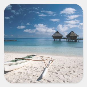 Sticker Carré Bungalows from beach Motu
