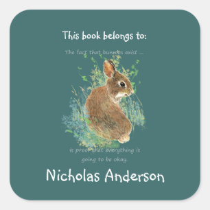 Sticker Carré Bunnies Existe Funny Inspirational Art Plaque