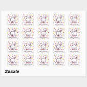 Sticker Carré Bunny Anniversaire Et Pois (Feuille)