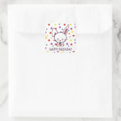 Sticker Carré Bunny Anniversaire Et Pois (Sac)