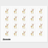 Sticker Carré Bunny at fitness with Drinking bottle (Feuille)