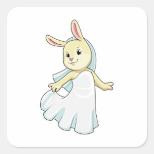 Sticker Carré Bunny en mariage avec Voile