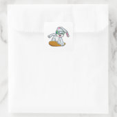 Sticker Carré Bunny en Snowboard avec Snowboard (Sac)