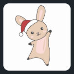 Sticker Carré Bunny Merry Christmas Winter Animals Rabbits<br><div class="desc">The rabbit for Christmas with fairy lights. Funny animals with gifts and snow to the holidays. Also funny for Christmas in July. Hasen are sweet animals and parfait pour Christmas.</div>