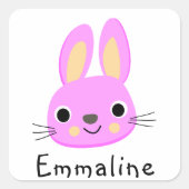 Sticker Carré Bunny rose ・ Printemps + Pâques (Devant)