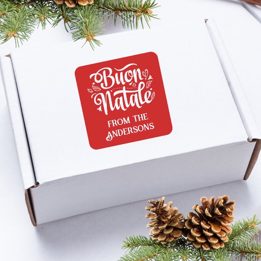 Sticker Carré Buon Natale Joyeux Noël