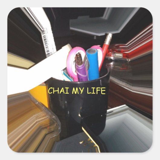 Sticker Carré Bureau de la Mug de thé à vie morte Abstraite Art  (Devant)