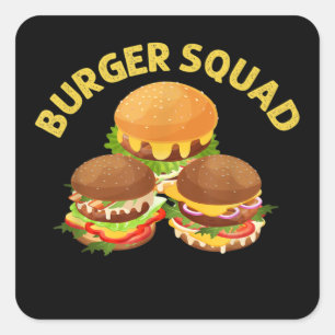 Sticker Carré Burger Art Pour Hommes Femmes Hamburger Cheeseburg