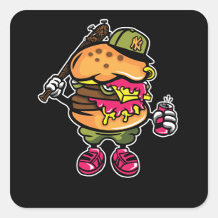 Sticker Carré Burger Bastard