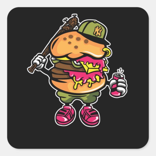 Sticker Carré Burger Bastard (Devant)