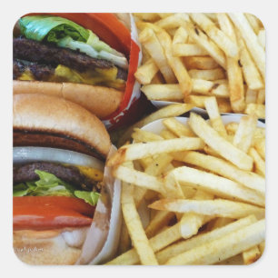 Sticker Carré Burgers en frites
