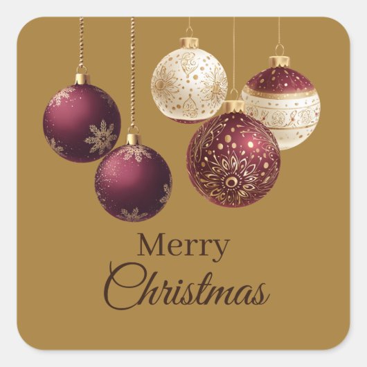 Sticker Carré Burgundy and gold faux glitter (Devant)