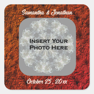 Sticker Carré Burgundy Daisies Floral Personnalisé Mariage Photo