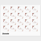 Sticker Carré Burgundy Marsala Blush Floral Mariage (Feuille)