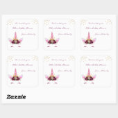 Sticker Carré Burgundy Pink licorne fille plate (Feuille)