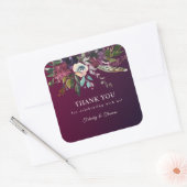 Sticker Carré Burgundy Romance Aquarelle Merci Floral (Enveloppe)