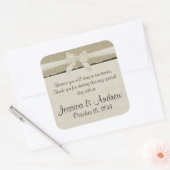 Sticker Carré Burlap et Bow rustique pays (Enveloppe)