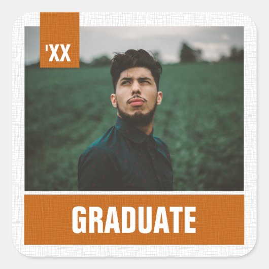 Sticker Carré Burnt Orange Modern Textured Photo Graduation (Devant)