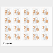 Sticker Carré Burnt Orange Retro Grand Nombre Classe de (Feuille)