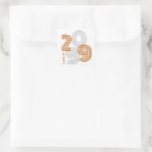 Sticker Carré Burnt Orange Retro Grand Nombre Classe de (Sac)