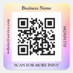 Sticker Carré Bus QR Code. Nom Site Web Promo, Arc-en-ciel bross