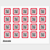 Sticker Carré Bus QR Code. Nom Site Web Promo, Rouge (Feuille)