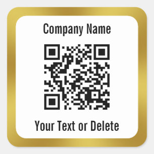 Sticker Carré Business Black White Gold Votre code QR et votre t