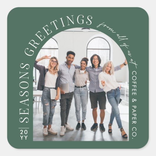 Sticker Carré Business Modern Arch Photo vert Noël (Devant)