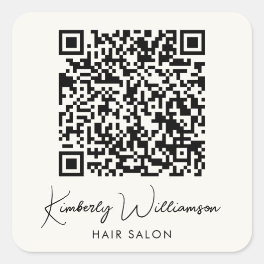 Sticker Carré Business Name Signature Script QR Code (Devant)