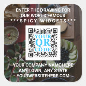 Sticker Carré Business QR Code Dark Photo Cool Simple Promo (Devant)